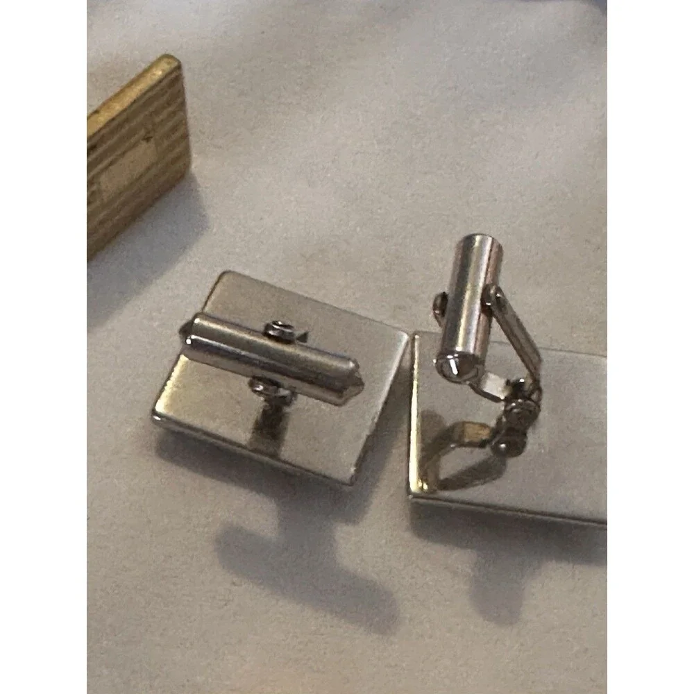 Vintage SWANK Cuban Link Cufflinks Lot Destino Mid Century Gold Silver + Tie